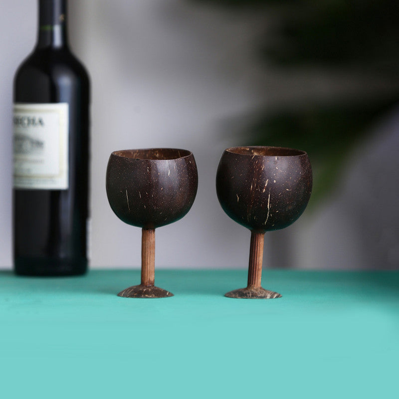 Coconut Wine Glasses | Handcrafted & Natural | Set of 2