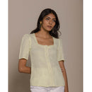 Pure Hemp Square Neck Solid Top | Yellow