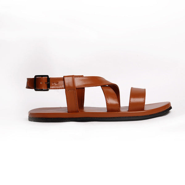 Paaduks Sandals for Men | Vegan Leather Flat Sandals | Multi-Strap | Brown