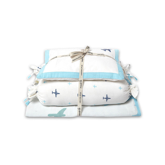 Organic Cotton Mini Kids Cot Set | Blue.