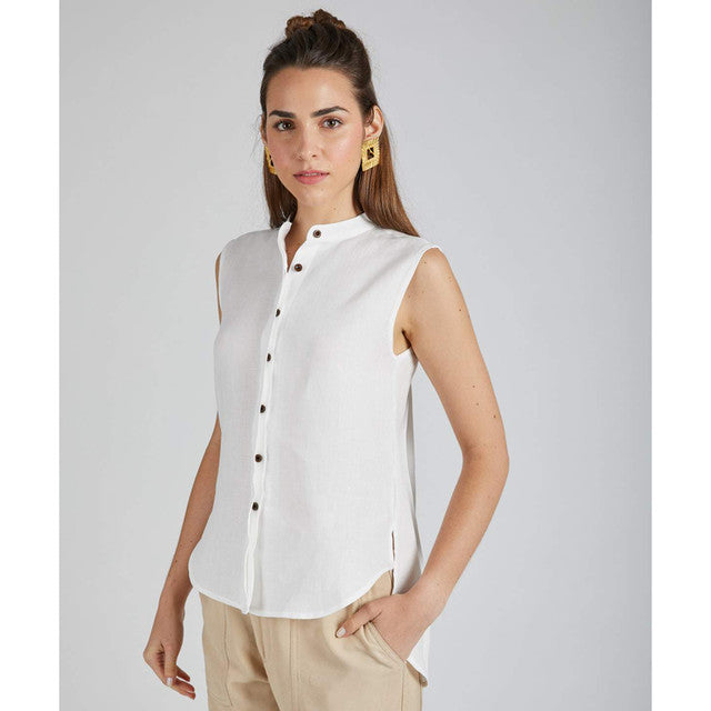 Pure Hemp Sleeveless Shirt | White