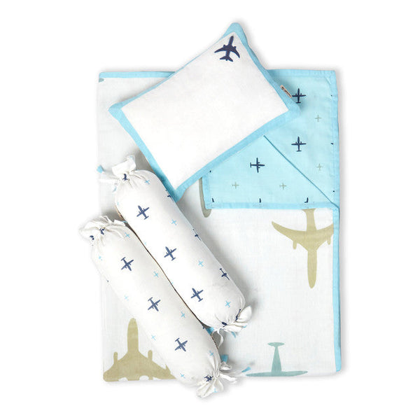 Organic Cotton Mini Kids Cot Set | Blue.