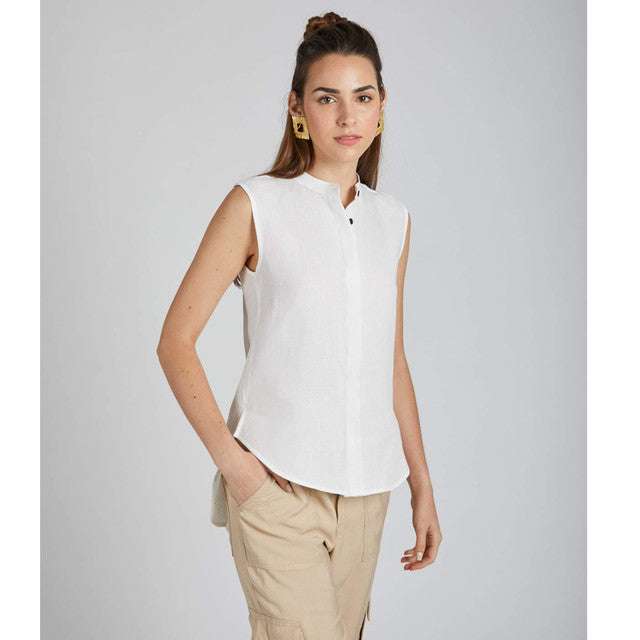 Pure Hemp Sleeveless Shirt | White