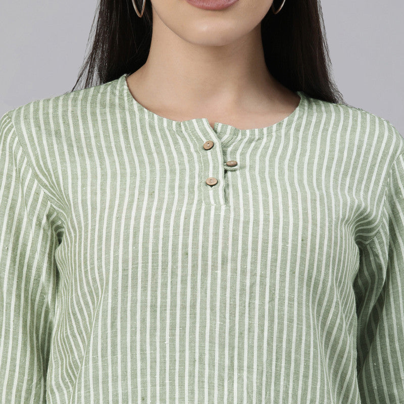 Pure Hemp Striped Top | Olive