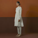 Cotton Silk Angrakha Kurta | White