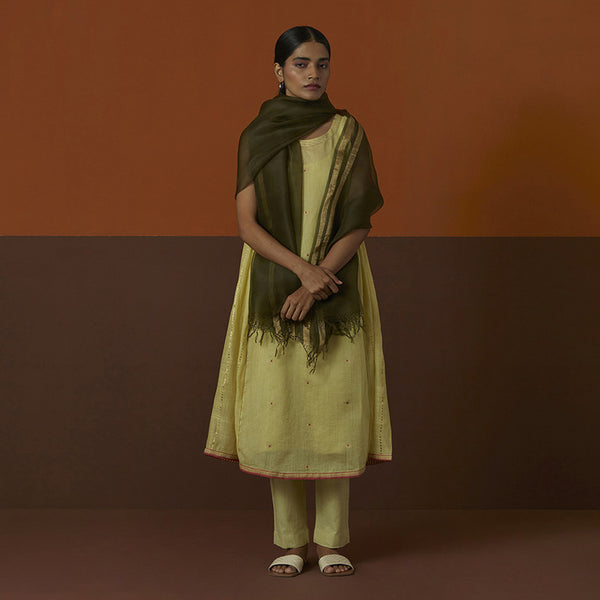 Cotton Silk Kurta | Green