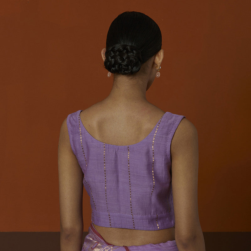 Cotton Silk Sleeveless Blouse | Purple