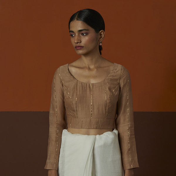 Cotton Silk Blouse | Brown