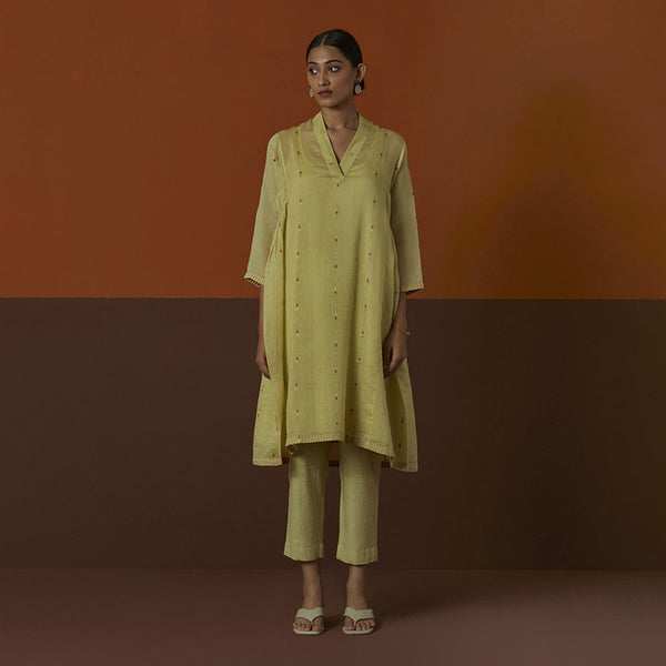 Cotton Silk Kurta | Green