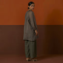 Cotton Silk Kurta Top | Raglan Sleeves | Grey