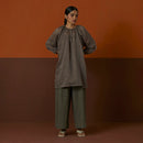 Cotton Silk Kurta Top | Raglan Sleeves | Grey