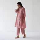 Cotton Silk Tunic Set | Block Printed | Pink