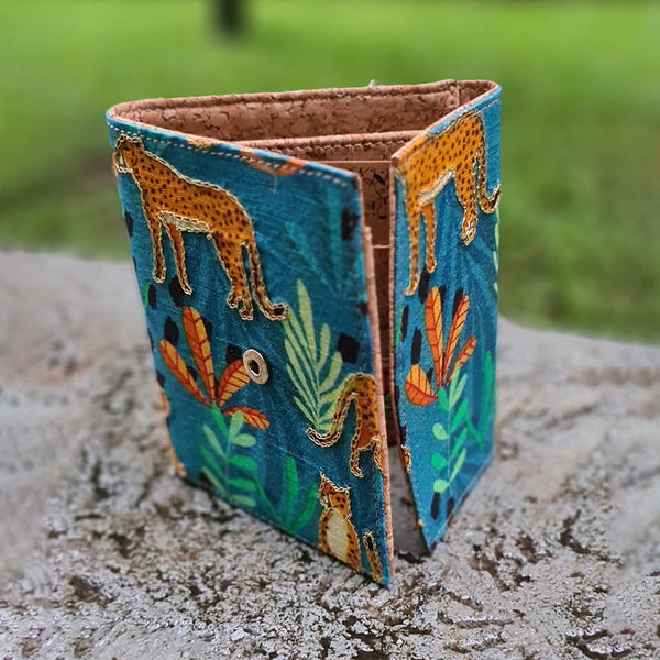 Cork & Cotton Linen Wallet | Trifold | Blue