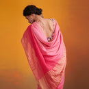 Pure Linen Saree with Blouse Fabric | Festive Wear for Women | Tasseled | Pink Ombre