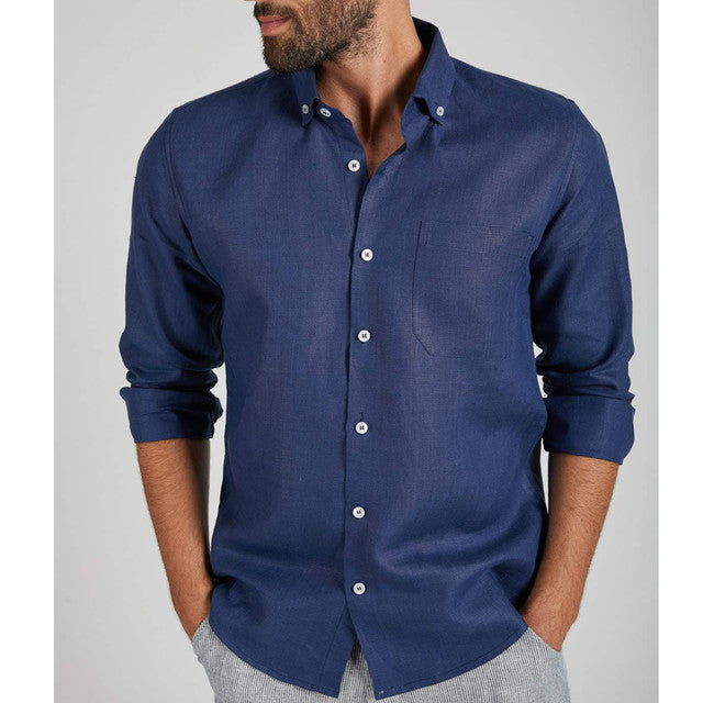 Hemp Buttondown Shirt | Navy Blue