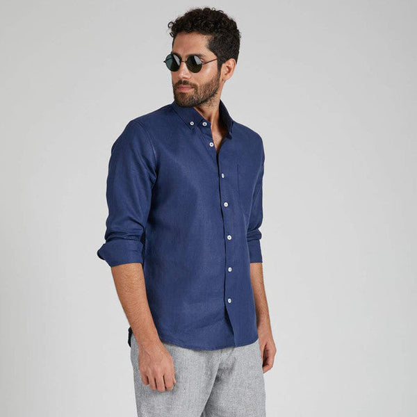 Hemp Buttondown Shirt | Navy Blue