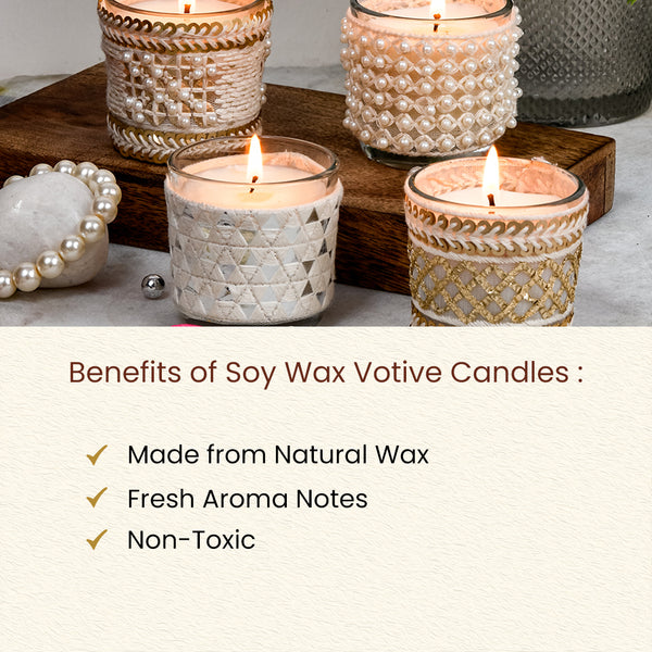 Festive Gift Hampers | Soy Wax Candles | Scented Candles | Votive Candles | 6 cm each | Set of 4.