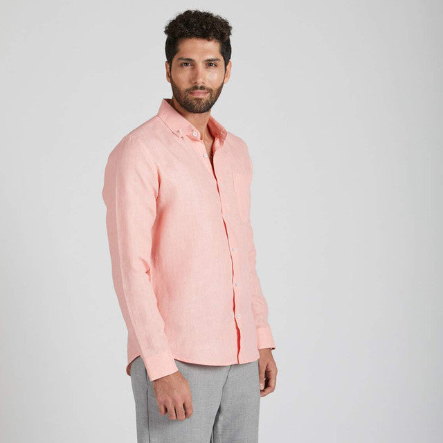 Hemp Buttondown Shirt | Peach