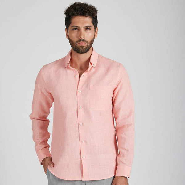 Hemp Buttondown Shirt | Peach