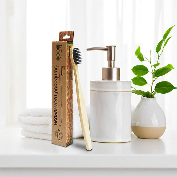 Bristles Bamboo Toothbrush | Charcoal Activated | Pack of 4.