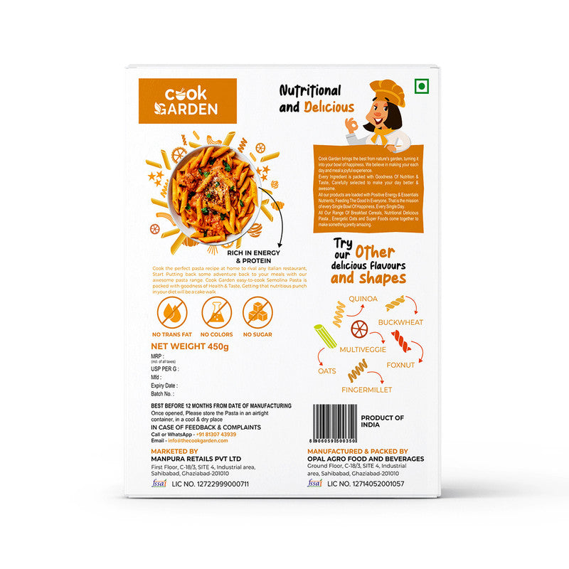 Penne Pasta | High Protein Healthy Diet | Maida Free & Cholesterol Free | 450 g