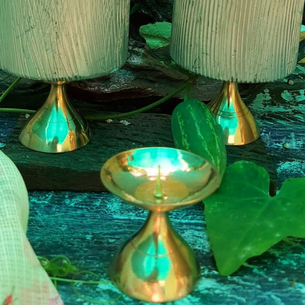 Brass Round Candle Holder | Set of 2