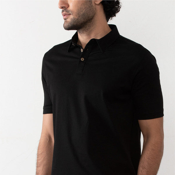 Cotton Polo T-Shirt | Black