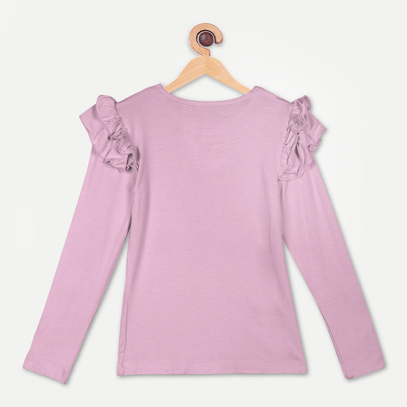 Organic Bamboo Ruffle Shoulder Top | Lilac