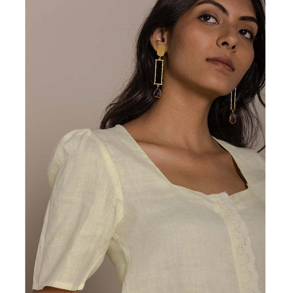 Pure Hemp Square Neck Solid Top | Yellow