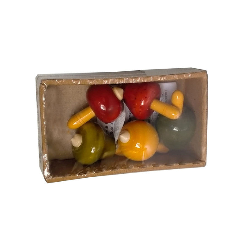 Wooden Spinning Toy for Kids | Fruit-Vegetables Top | Set of 5