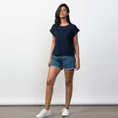 Pima Cotton Boxy Top | Deep Sea Blue