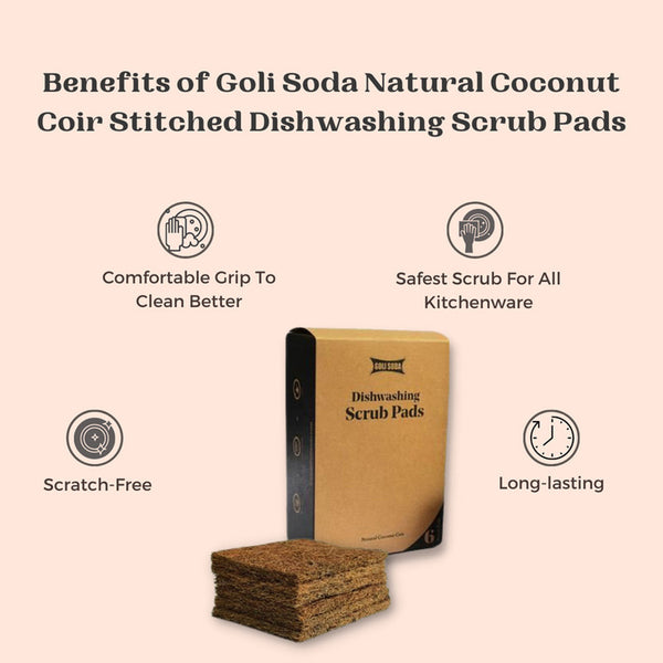 Coconut Coir Dishwashing Scrub Pads | 6 Pcs