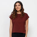 Pima Cotton Boxy Top | Port Red