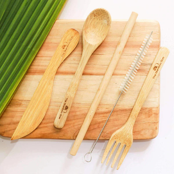 Cutlery Set | Handcrafted Cutlery Spoon Fork Knife Bamboo Straw