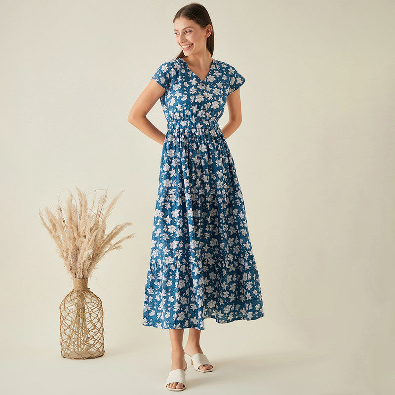 Cotton Maxi Dress | Blue