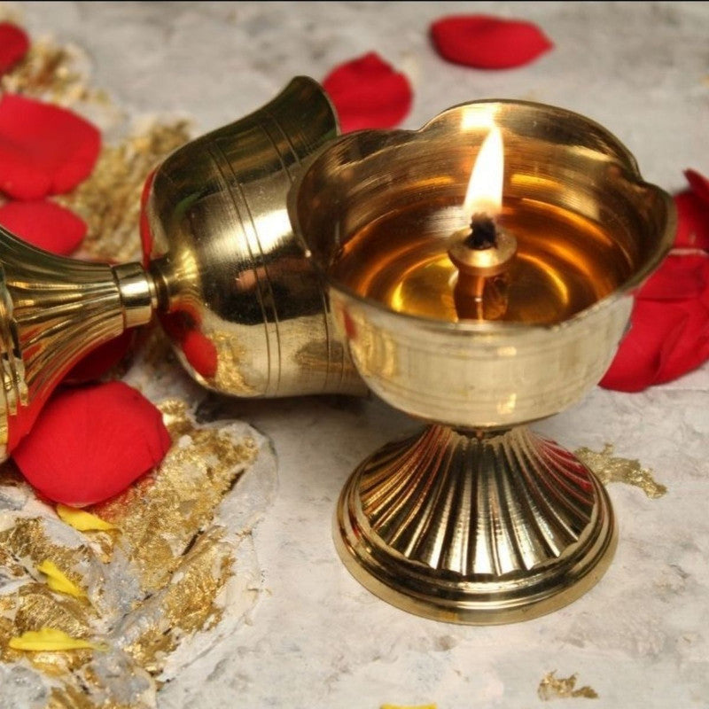 Akhand Brass Diya | Traditional Lotus Design
