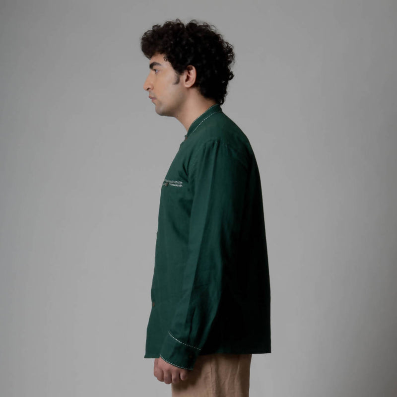 Handwoven Pure Cotton Basic Shirt | Green