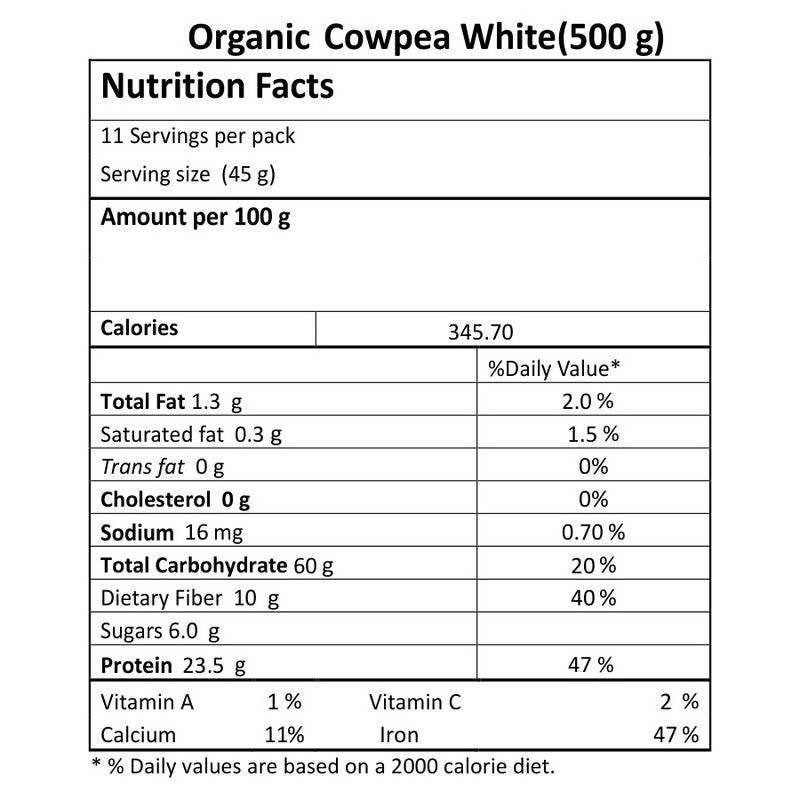 Organic White Cowpea | 500 g | Pack of 2.