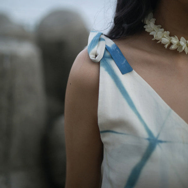 Hand Dyed Organic Ruffled Dress | Indigo