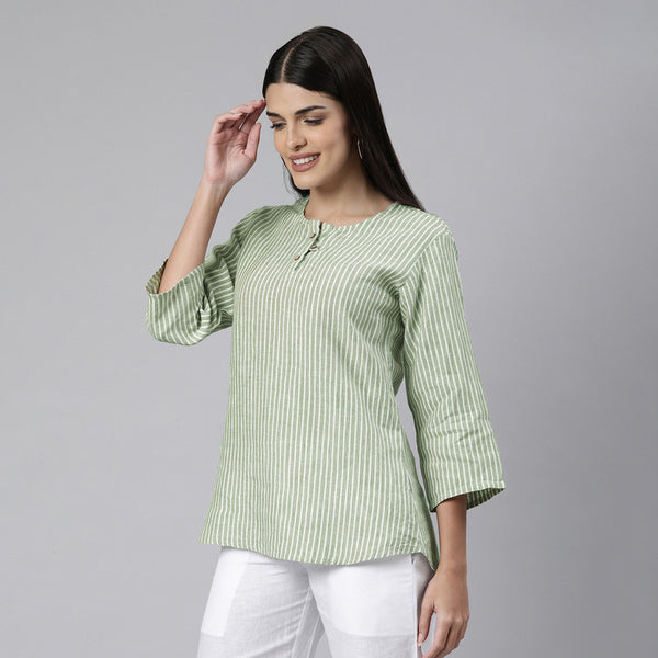 Pure Hemp Striped Top | Olive