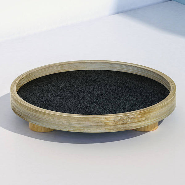 Bamboo & Cork Round Podium Tray | Black | Large | 30(D)x5.6(H) cm