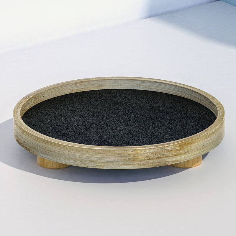 Bamboo & Cork Round Podium Tray | Black | Large | 30(D)x5.6(H) cm