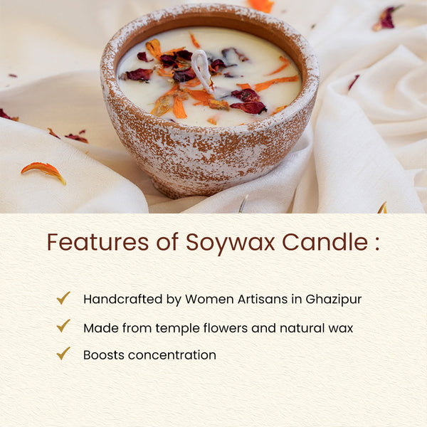 Soy Wax Scented Candle | Diya Candle | Rose & Marigold