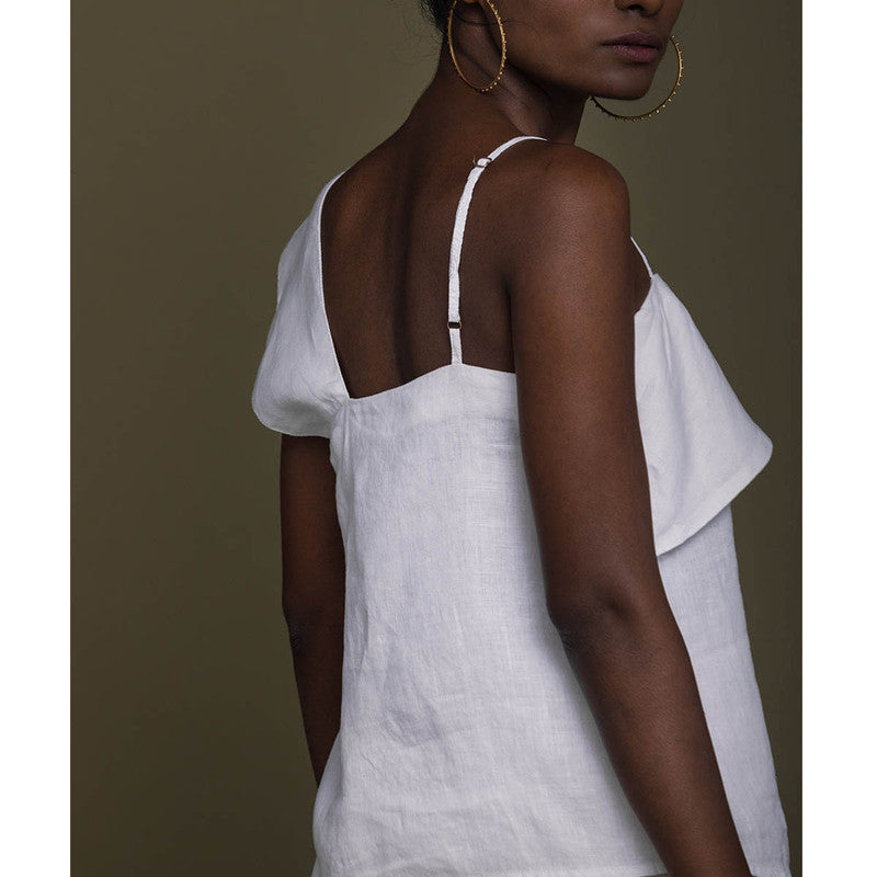 Hemp One-Shoulder Top | White