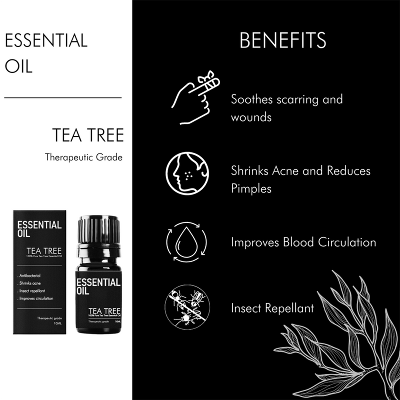 Tea Tree Essential Oil | Shrinks Acne and Reduces Pimples | For Skin, Hair, Face, Acne Care, Dandruff | 10 ml