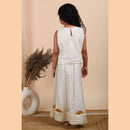 Pure Cotton Gota Work Skirt Set for Girls | Ivory