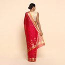 Chanderi Silk Saree | Floral Motif | Red