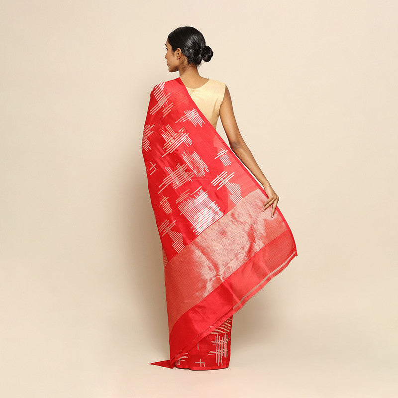 Banarasi Silk Saree | Geometric Motifs | Red