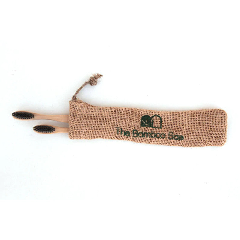 Bamboo Toothbrush | Charcoal Bristles | Biodegradable | Set of 2