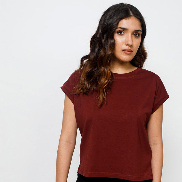 Pima Cotton Boxy Top | Port Red